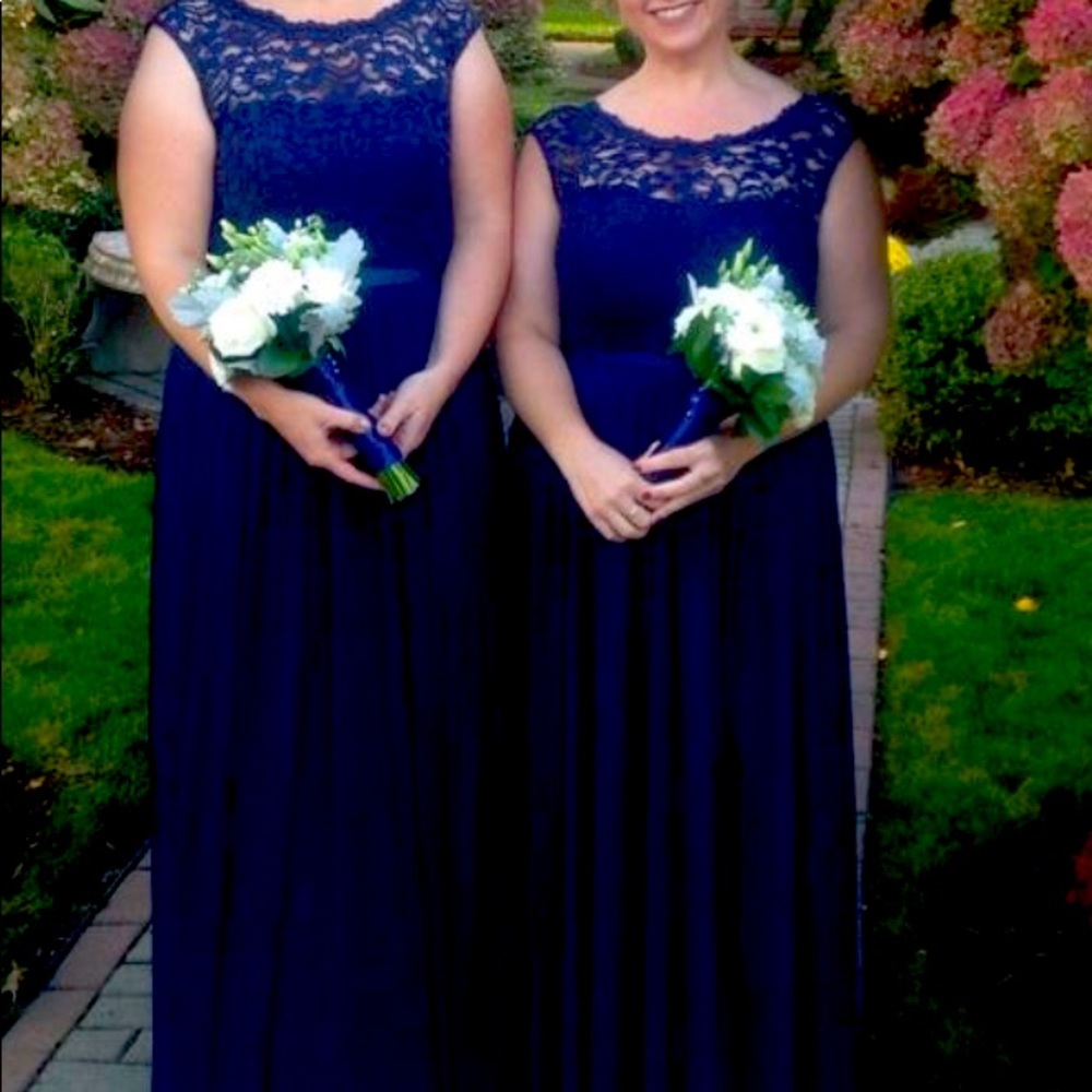 David’s Bridal Navy Blue Bridesmaid Dress size 12
